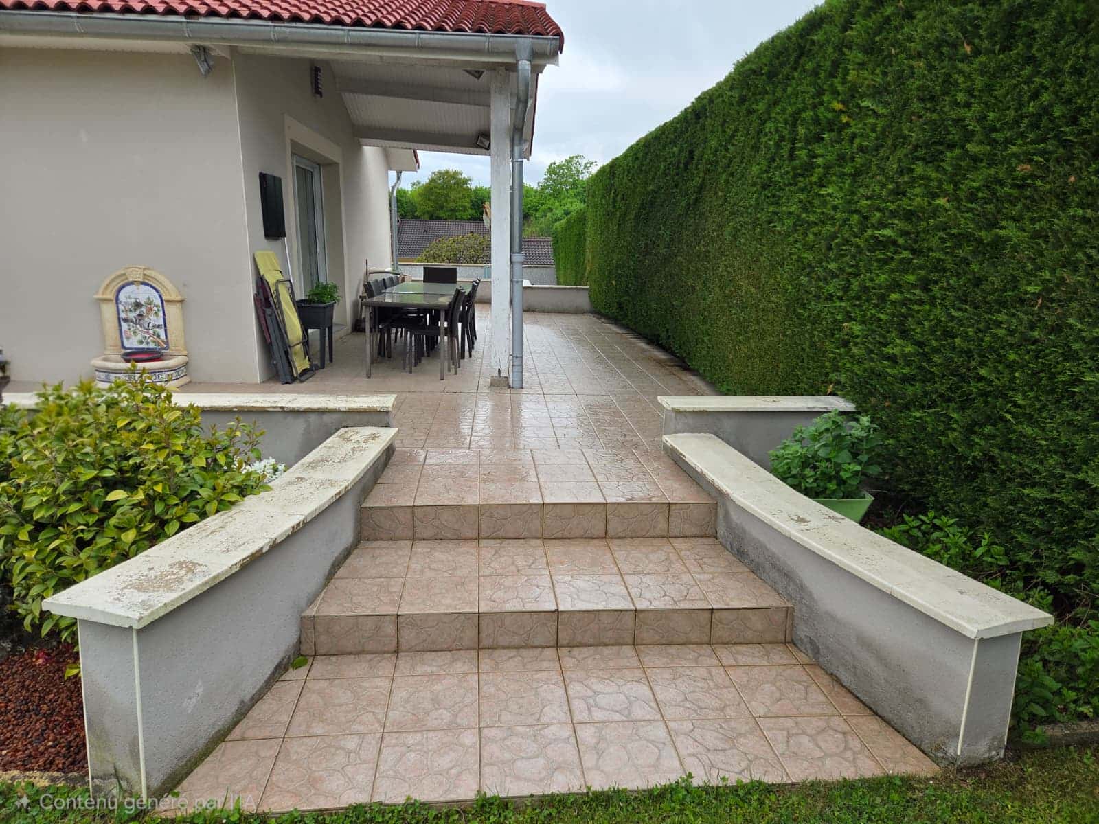 terrasse et entrée de maison en moquette de pierre à Béligneux